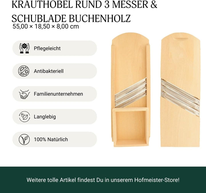 2x HOFMEISTER® Krauthobel, 55 cm, sicheres Schneiden von Krautköpfen & Gemüse dank beweglichem Schli