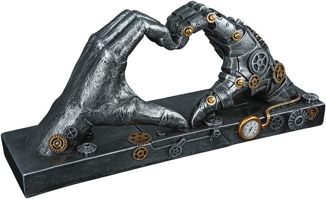 Casablanca Skulptur Love Steampunk Hand Herz silberfarben antikfinish mit kupferfarbenen Elementen,