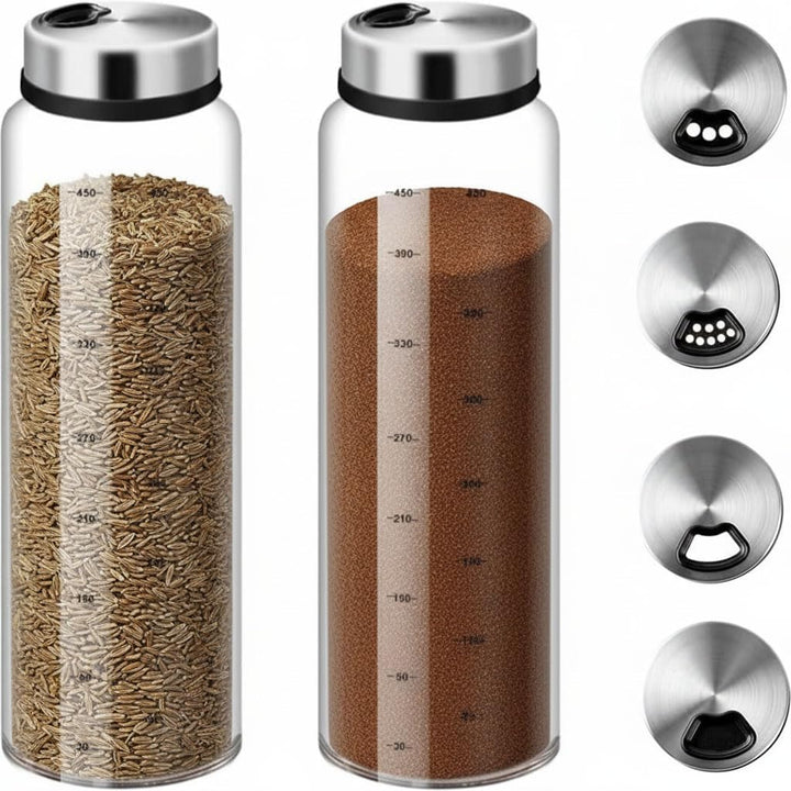 2 Pcs 500ml Salzstreuer Gross mit Drehdeckel, Gewürzgläser Gross,Gewürzstreuer,Gewürzdosen Gross mit