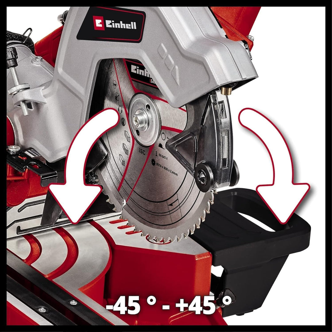 Einhell Zug-Kapp-Gehrungssäge TE-SM 216 Dual (1.800 W, Ø216 x Ø30, 215/305 mm Schnittbreite bei 45°/
