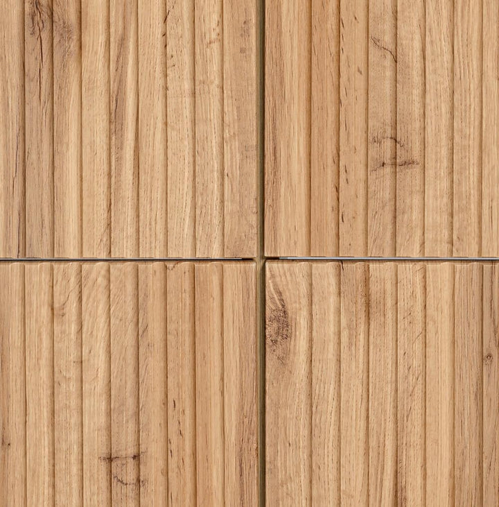 Lomadox Badezimmermöbel Waschtisch-Unterschrank 80 cm in Wotaneiche mit gerillter Front, 2 Softclose