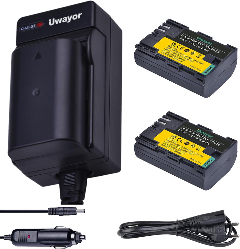 Uwayor LP-E6 Batterien Ladegerät für Canon LP-E6, LP-E6N and Canon EOS R,R5,R6,5D Mark II III IV, 5D