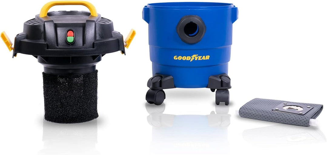 Goodyear Nass-Trockensauger (1000 W, 10 l, inkl. 1x 10 L Schmutzfangsack, Schaumstofffilter, Filterb