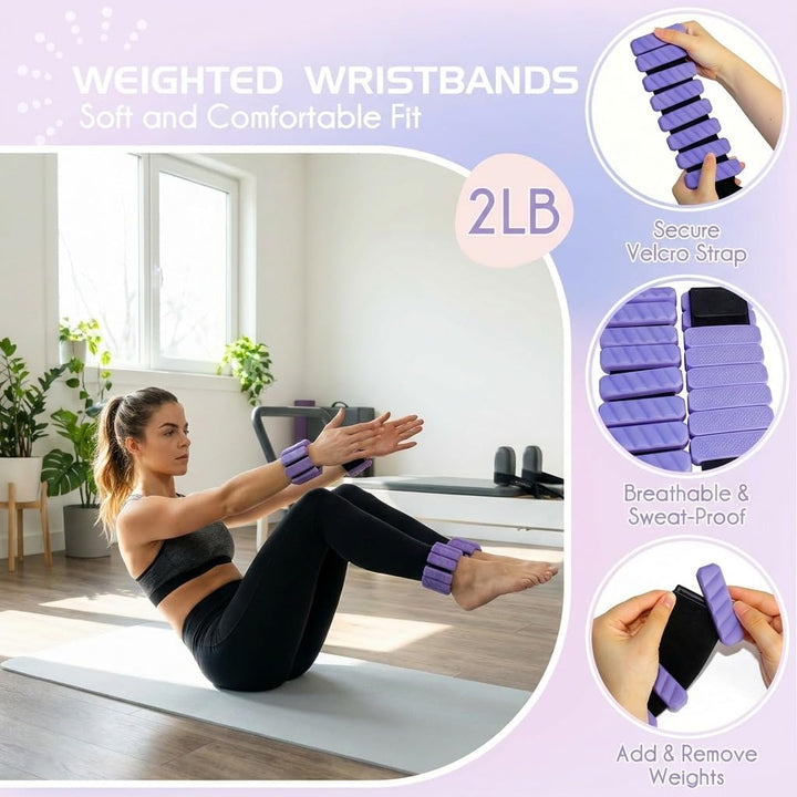 【Pilates Ring Set】 14 Zoll Magic Circle mit Dual Padded Handles, Pilates Mini Ball und Resistance Ba