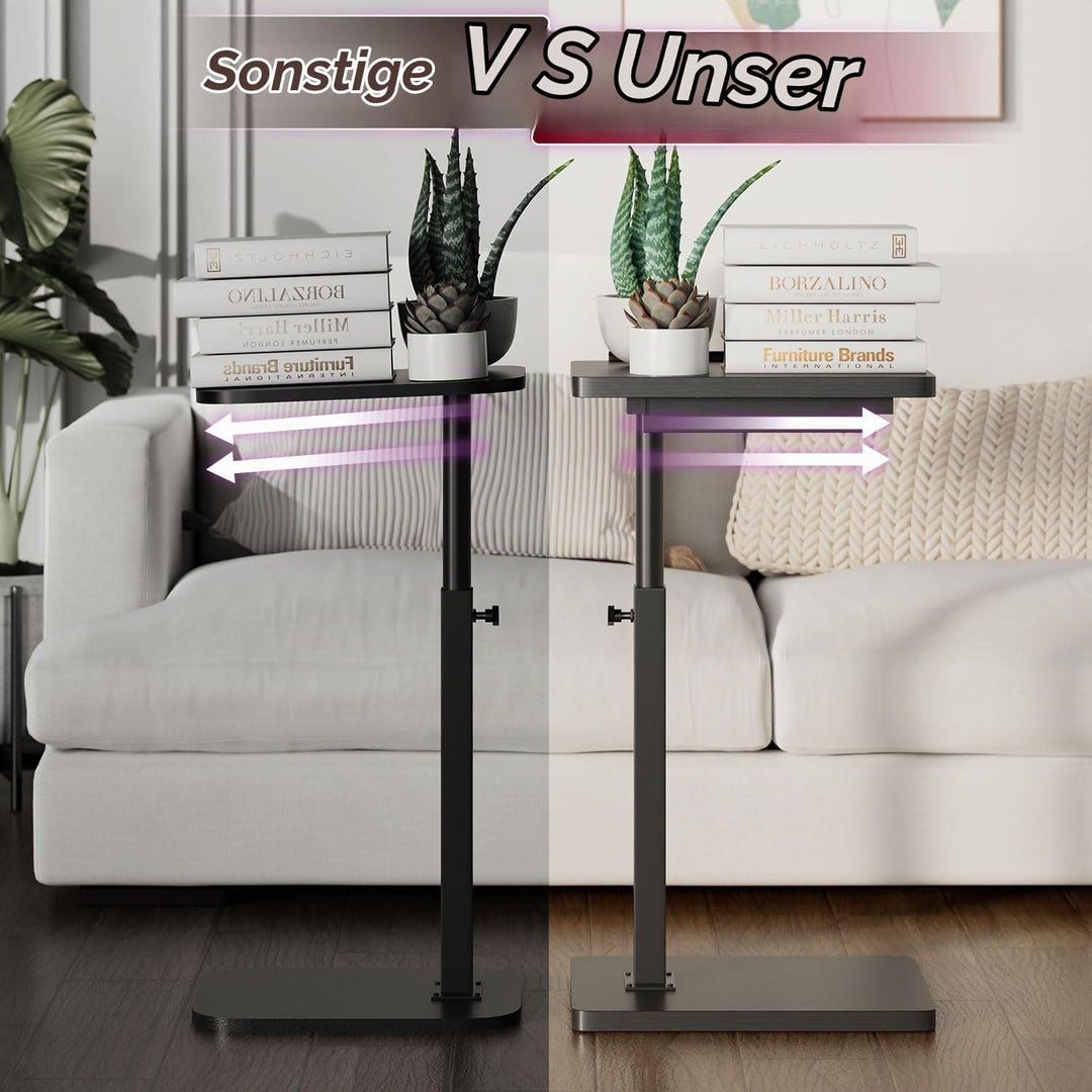 IBUYKE Beistelltisch C Form, 360° Rotierbarer/Höhenverstellbar/Flip Sofatisch, für Telefon/Tablet/La