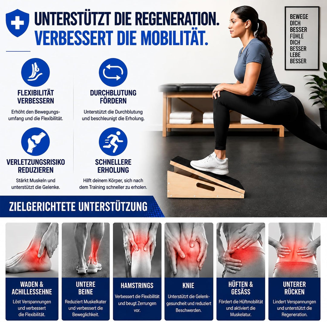 Professionelles Schrägbrett aus Holz, verstellbares Neigungsbrett und Wadendehner, Stretch-Brett - e