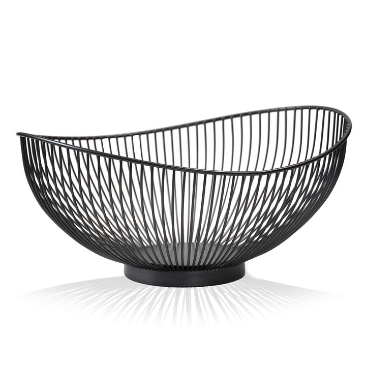 CALUTEA Moderne Obstschale // Metall // Stahlgrau - Schwarz // dekorativer Designer