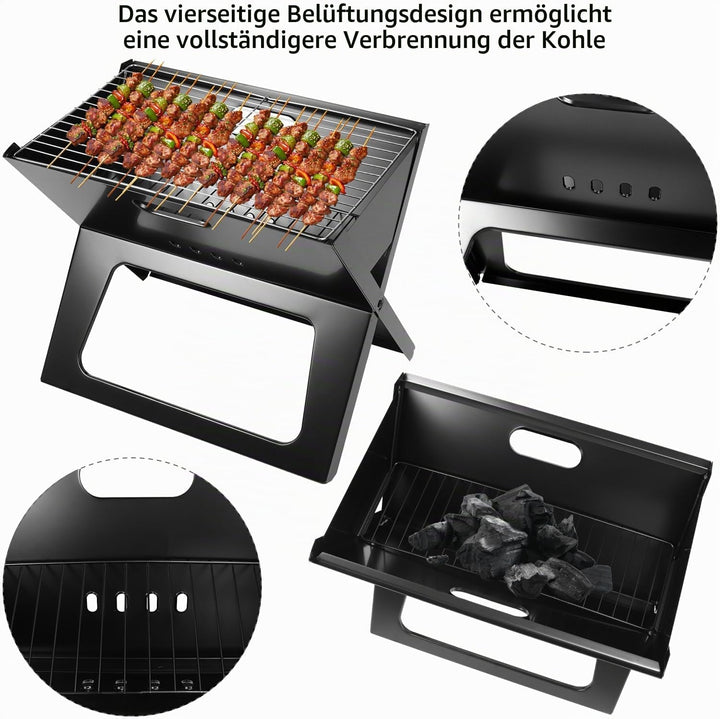 QWORK® Klappgrill, Faltgrill, Hitzebeständiger Laptopgrill, für Camping, Reise