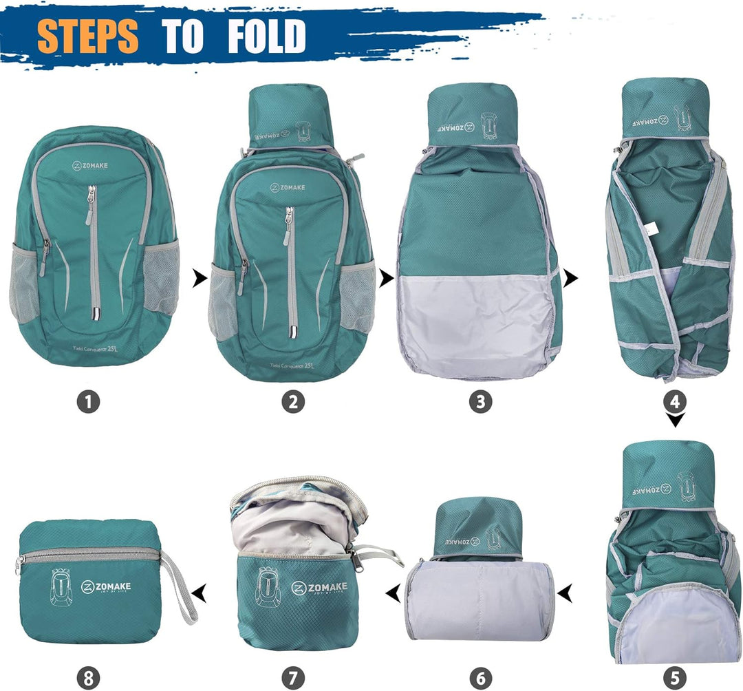 ZOMAKE Ultraleicht Faltbarer Rucksack - Packbare Backpacks 25L,Kleiner Faltbar Rucksäcke Wanderrucks