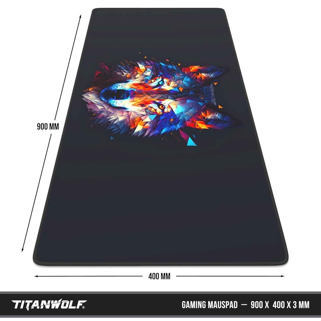 TITANWOLF - XXL Speed Gaming Mauspad 900 x 400mm - XXL Mousepad - Tischunterlage Large Size - verbes