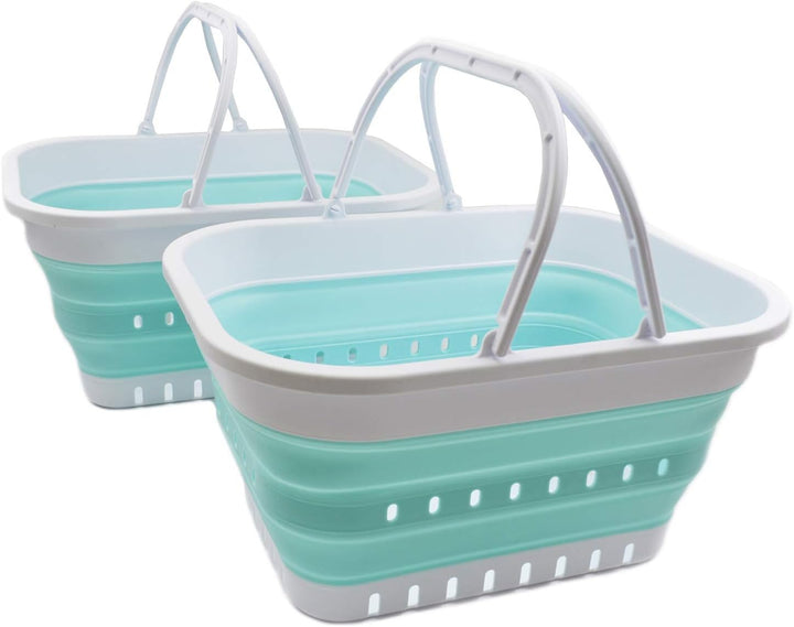 SAMMART 19L zusammenklappbare Wanne mit Griff – tragbarer Outdoor-Picknickkorb/Krater – Faltbare Ein