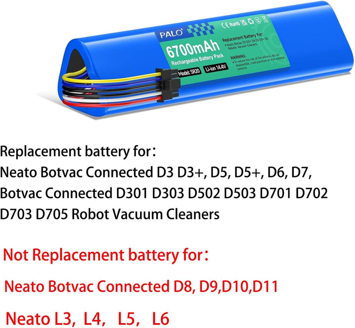 Palogreen 6700mAh Ersatzakku für Neato Botvac Connected D3 D5 D7 D3+ D5+ D6 D301 D303 D502 D701 D702