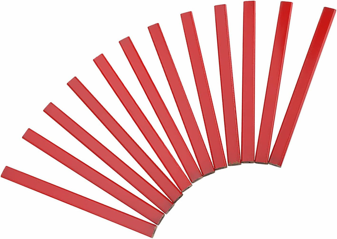 72Pcs 175mm Red Carpenter Pencil Achteckige Hartholz Markierung Bleistifte