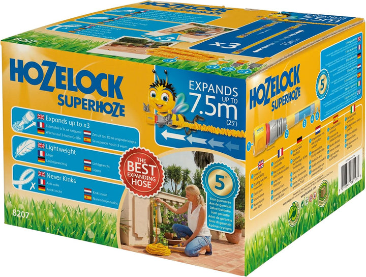HOZELOCK - Superhoze 7,5 M dehnbarer Schlauch: Flexibler Schlauch, dehnt sich auf das 3-fache seiner