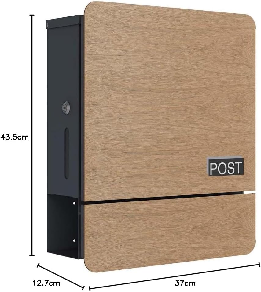 SCHARTEC Briefkasten SPB-4 helles Holz Design mit Zeitungsfach modern & gross Wandbriefkasten Postka