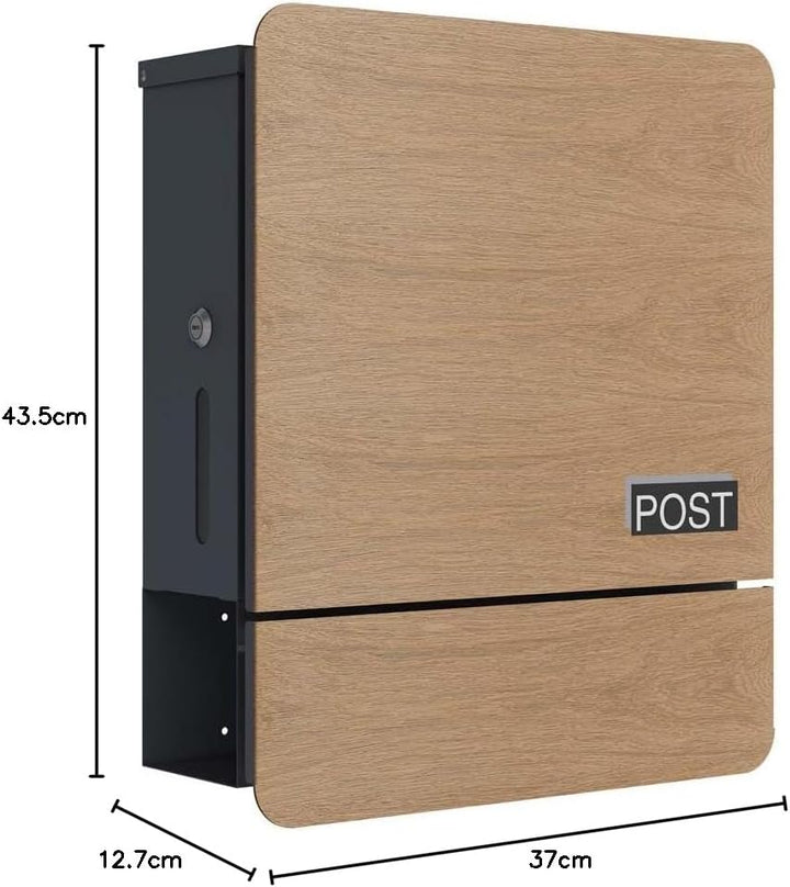 SCHARTEC Briefkasten SPB-4 helles Holz Design mit Zeitungsfach modern & gross Wandbriefkasten Postka