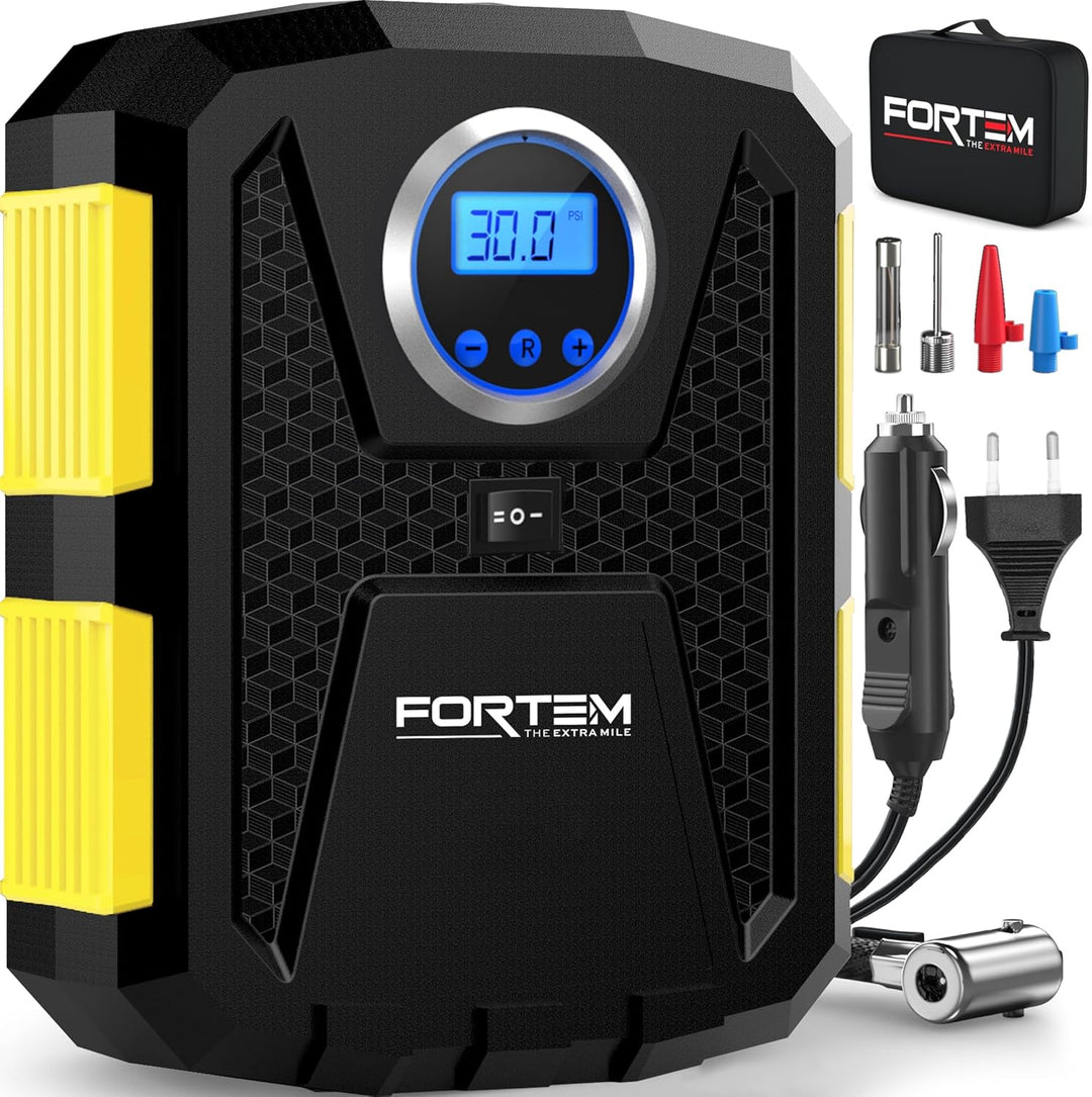 Fortem Tragbarer Kompressor Autoreifen, Kompressor Fahrrad, 12V Autoreifen Pumpe und Fahrradpumpe El