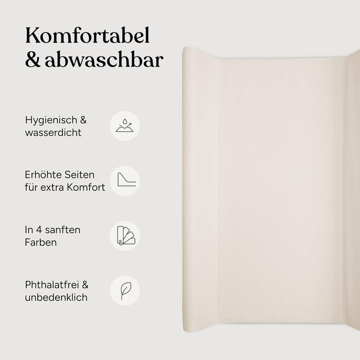 Ehrenkind® Abwaschbare Wickelauflage mit Keil - Hygienisch, Sicher und Vielseitig in Beige | Wickela
