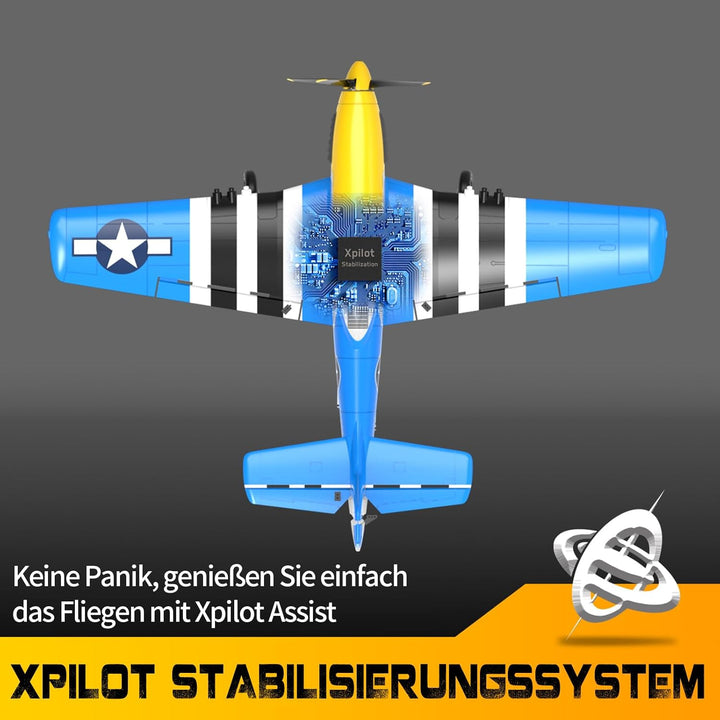 P51D Mustang RC Flugzeug, 2,4Ghz 4-Kanal Ferngesteuertes Flugzeug RTF Aerobatics Flugzeug Spielzeug