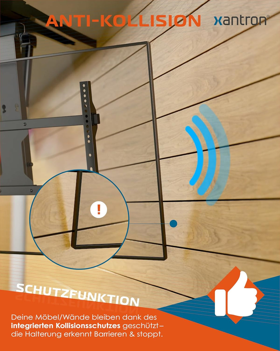 Xantron DEHA-800EXL-Roto TV Deckenhalterung elektrisch, klappbar & schwenkbar/Fernseher Deckenhalter