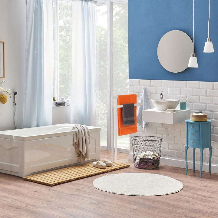 Relaxdays Handtuchständer freistehend, 2 Stangen, Badezimmer, Stahl, HxBxT: 81 x 48 x 20 cm, Bad Han