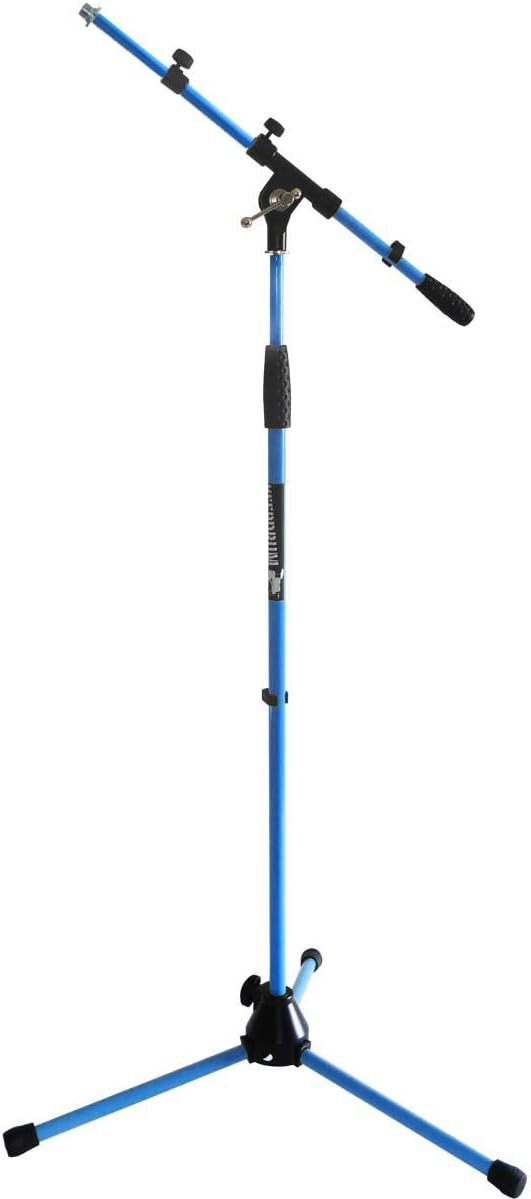 keepdrum MS106 BL Mikrofonständer Blau Mikrofonstativ mit Galgen u. Metall-Sockel, Blau