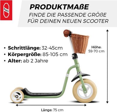 PUKY R 1 Classic Scooter | Sicherer Roller für Kinder ab 2 Jahren | Rutschfestes Trittbrett | Höhenv