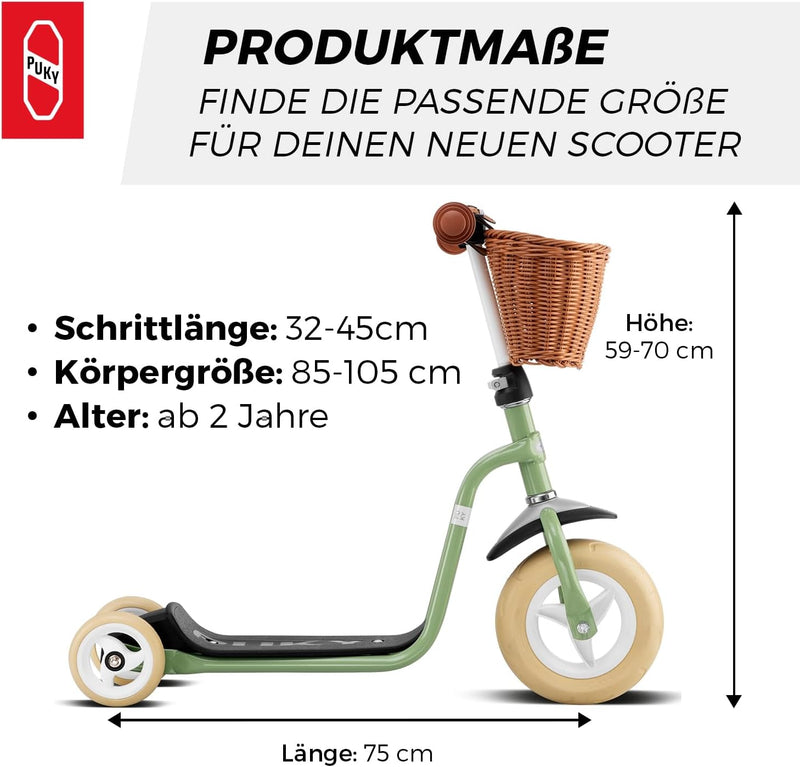 PUKY R 1 Classic Scooter | Sicherer Roller für Kinder ab 2 Jahren | Rutschfestes Trittbrett | Höhenv