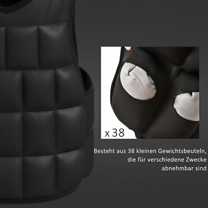 HOMCOM Gewichtsweste 20 KG verstellbare Trainingsweste mit herausnehmbaren Gewichten und Klettversch