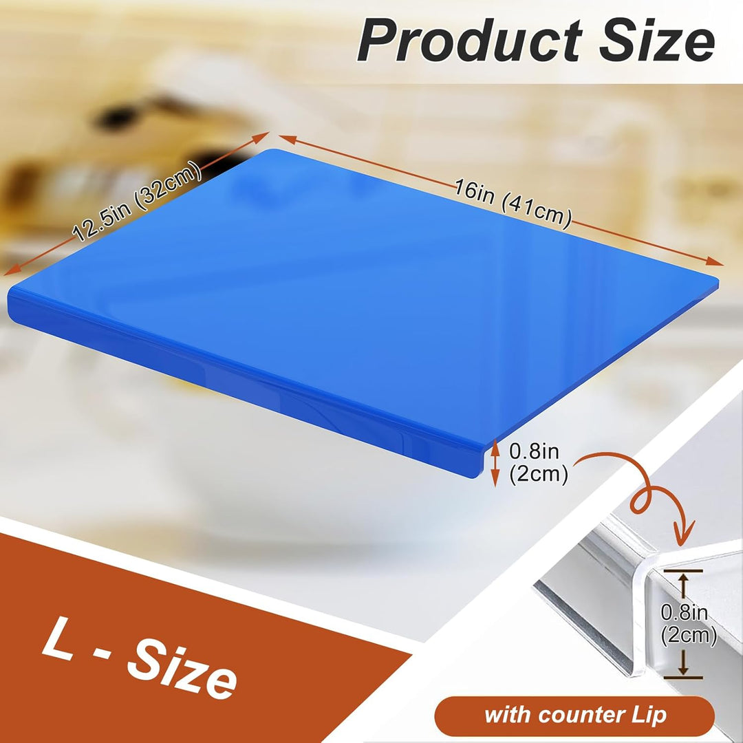 JJL Acryl Schneidebrett mit Thekenlippe 41 x 32 cm - BPA-frei, rutschfest, Blau - Multifunktional fü