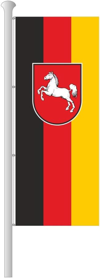 Niedersachsen Flagge 80 x 200 cm – für Fahnenmast, Niedersachsen Fahne mit Wappen, aus reissfestem P