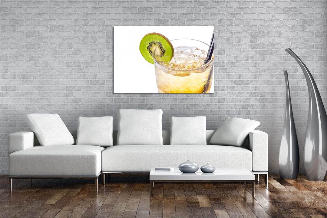 deyoli Kiwi-Cocktail Format:90x60 cm als Leinwandbild, Motiv fertig gerahmt auf Echtholzrahmen, Hoch