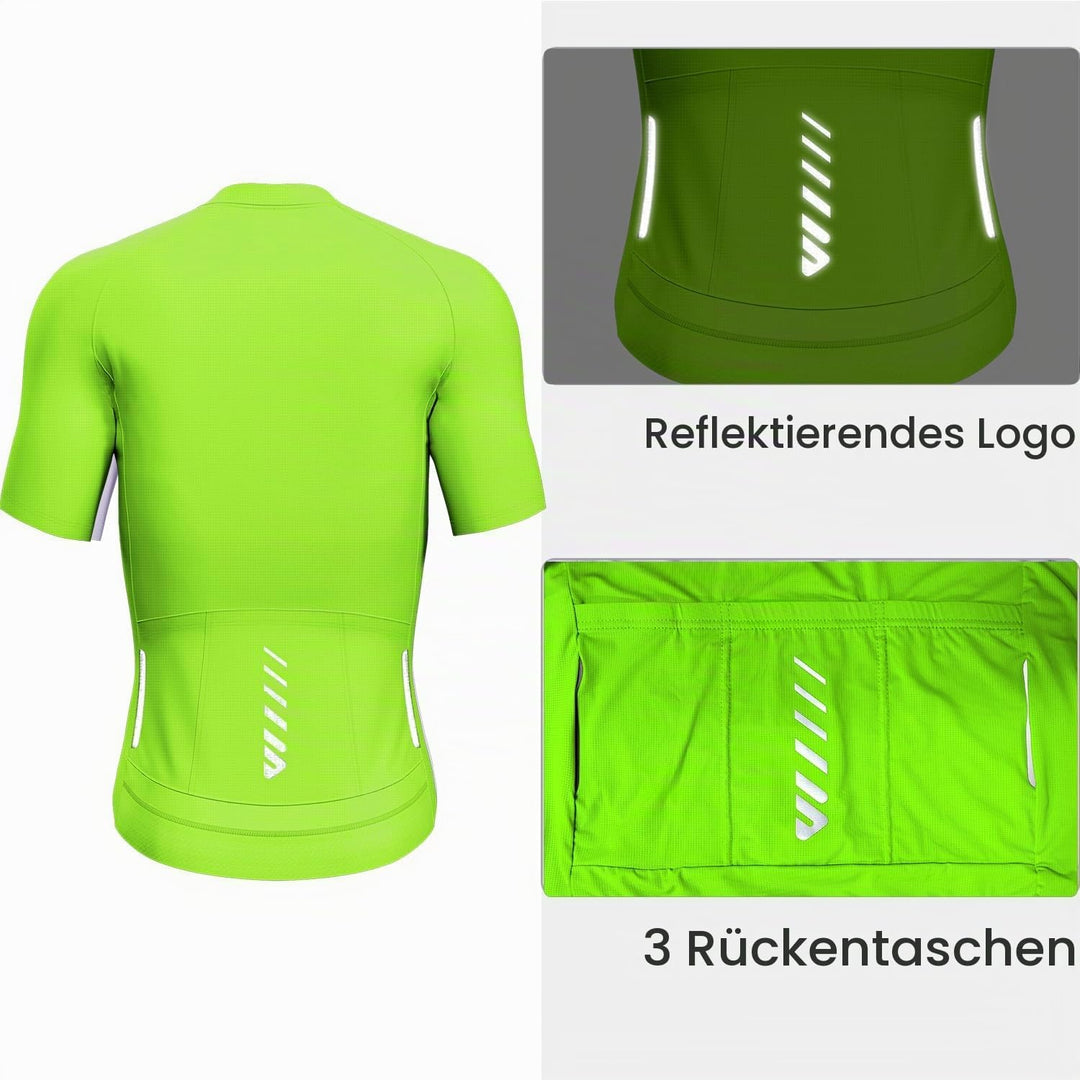 Lo.gas Radtrikot Herren Kurzarm, Rennrad Trikot Durchgehender Reissverschluss mit 3 Taschen S Kurzar