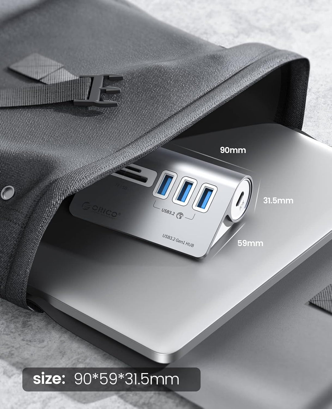 ORICO USB C Hub, USB 3.2 GEN 1 Hub mit TF/SD Kartenleser, 3 USB A Ports, 5 Gbps USB Verteiler, 0.5M