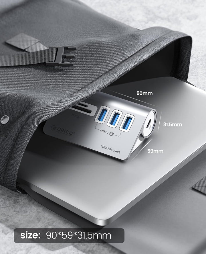 ORICO USB C Hub, USB 3.2 GEN 1 Hub mit TF/SD Kartenleser, 3 USB A Ports, 5 Gbps USB Verteiler, 0.5M