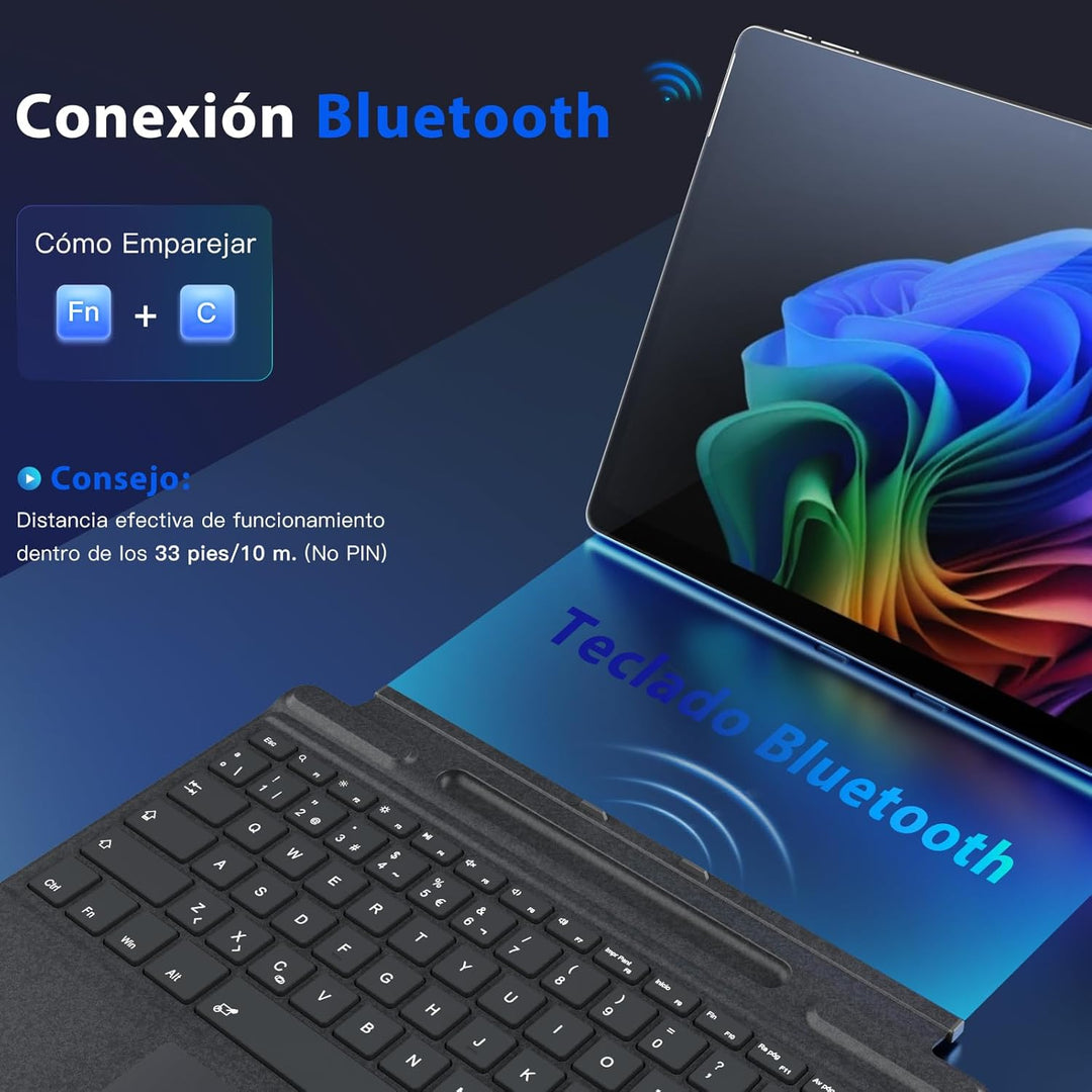 MoKo Spanish Touchpad Bluetooth Tastatur für 13 Zoll Microsoft Surface Pro 11/ Pro 10/ Pro 9/ Pro 8/