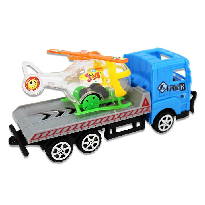 BEMIRO Spielzeug Truck mit Helikopter und Trailer – 19 cm Lang, Ab 36 Monaten, Verpackt in Sichtbox