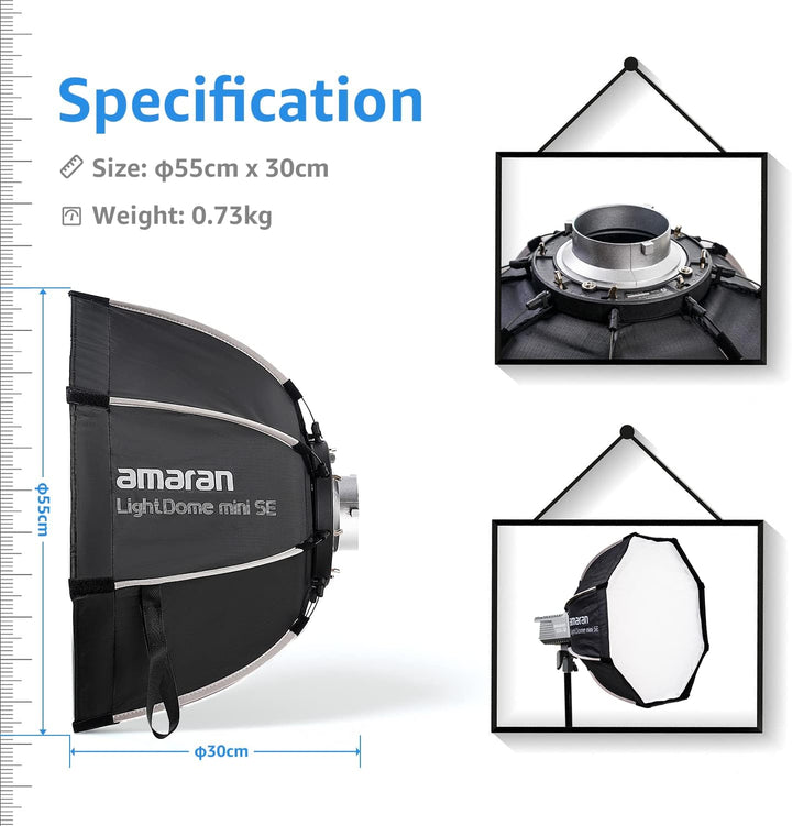 Amaran Light Dome Mini SE – Studio Softbox für Amaran 60/100/200 Serie, Aputure LS 60, LS 300D, 300D