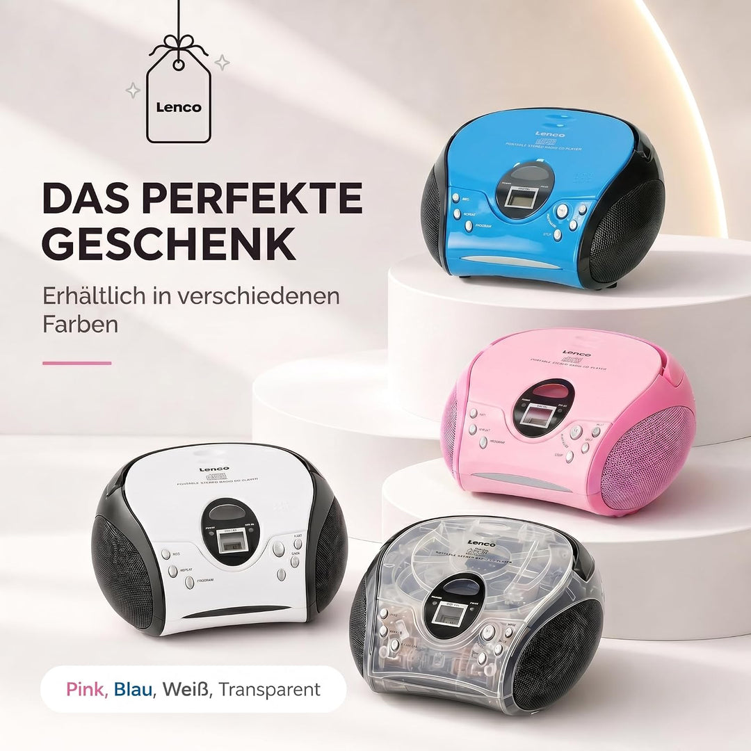Lenco SCD-24 Stereo UKW-Radio mit CD-Player und Teleskopantenne rosa ohne Bluetooth pink, ohne Bluet