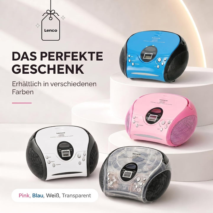 Lenco SCD-24 Stereo UKW-Radio mit CD-Player und Teleskopantenne rosa ohne Bluetooth pink, ohne Bluet
