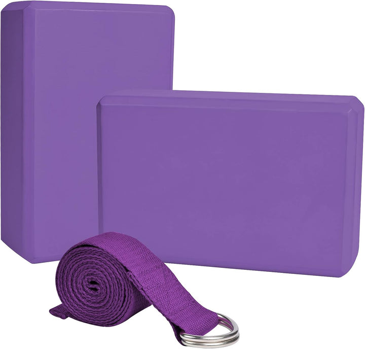 Chstarina Yoga Block 2Er Set mit 1Er 1.8 M Baumwoll Yogagurt,Yogablock aus Eva Schaumstoff Hartschau