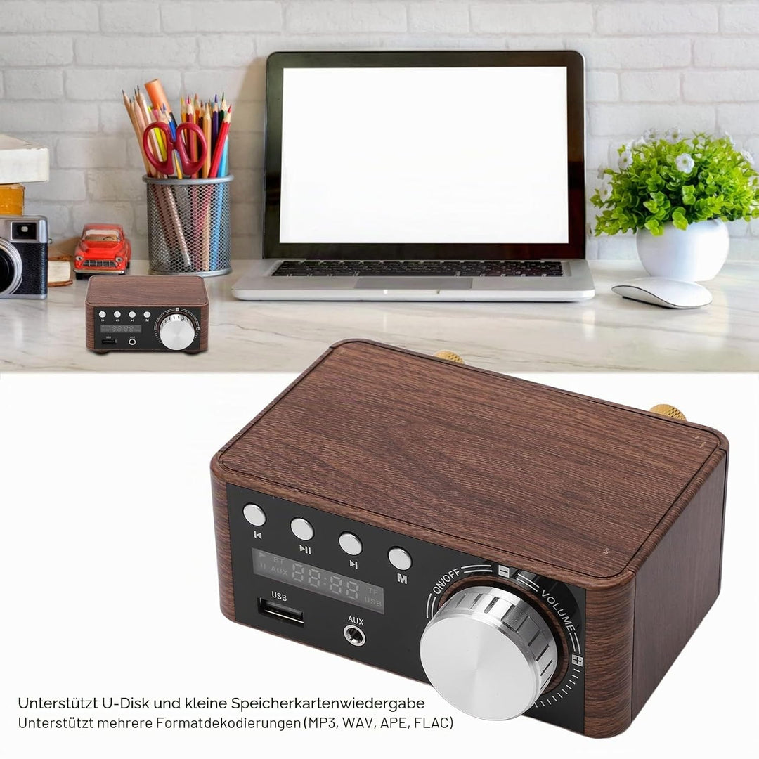 Mini Bluetooth 5.0 Leistungsverstärker DC9V-24V Dual 50W Kanäle 2.0 Stereo HiFi Digital Amp USB Heim