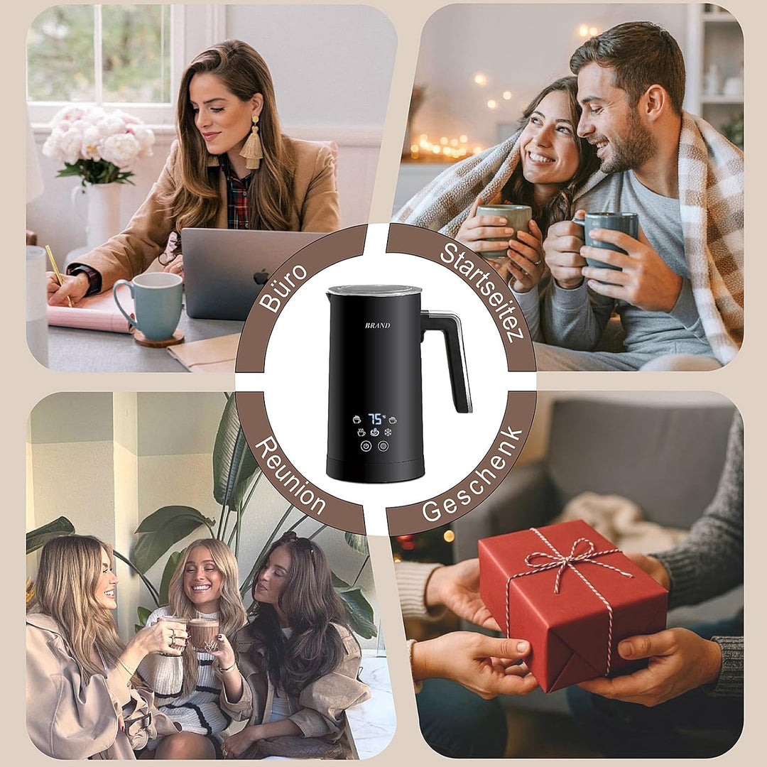 Huogary 5-in-1 Elektromilchdampfer und -schäumer, 12oz / 350ml Warm und kalter Schaumstoff Automatis