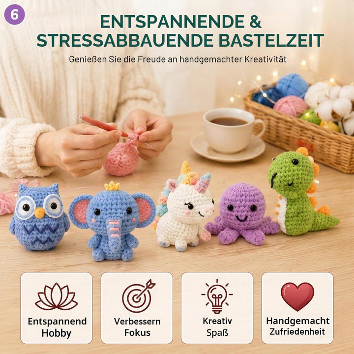 VINTAGE EMBROIDERY V.E. Tier-Häkelset, Häkel-Starter-Set für Anfänger, Erwachsene, komplettes DIY-Hä
