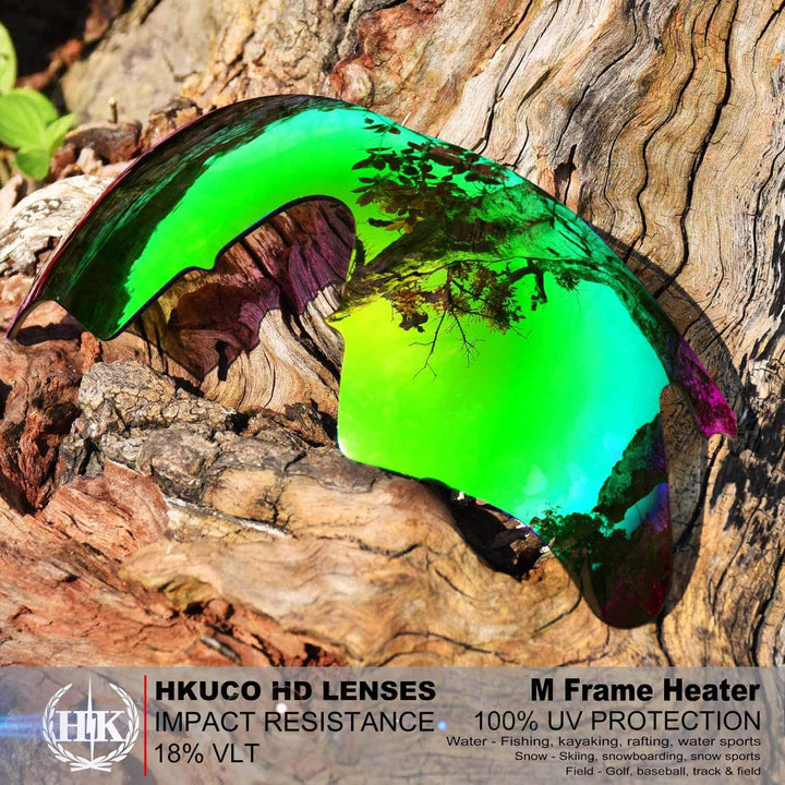 HKUCO Plus Mens Replacement Lenses For Oakley M Frame Heater Titanium/Emerald Green Sunglasses