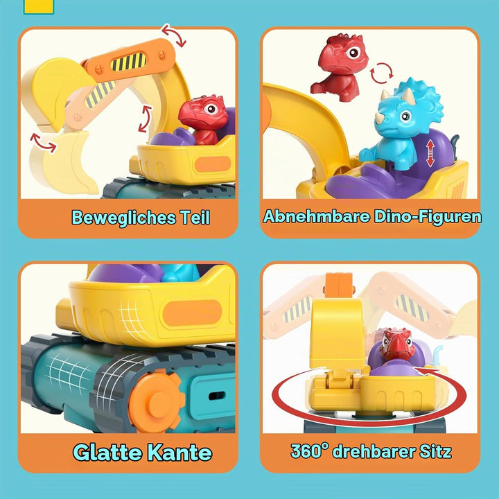 Lehoo Castle Ferngesteuertes Auto ab 3 Jahre, Wiederaufladbar Bagger Kinder 2 Jahre mit Dinosaurier-