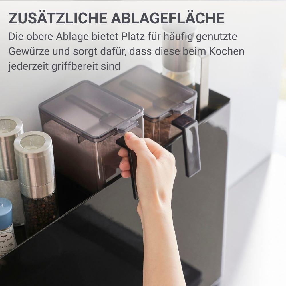 YAMAZAKI TOWER 6004 Verschiebbares Gewürzregal, Schwarz, Schwarz