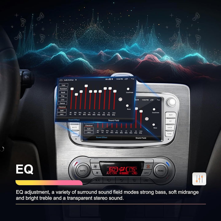 CAMECHO [1+32G] Android 13 Autoradio für Ford Focus mk2 Mondeo Cmax Galaxy Smax Kuga mit Navi, 7 Zol