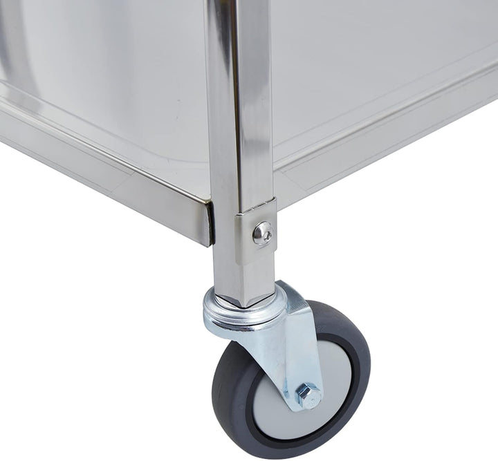 Servierwagen 2 Böden Küchenwagen Transportwagen Edelstahl mit 4 Rollen (2X bremsbar) für Restaurant