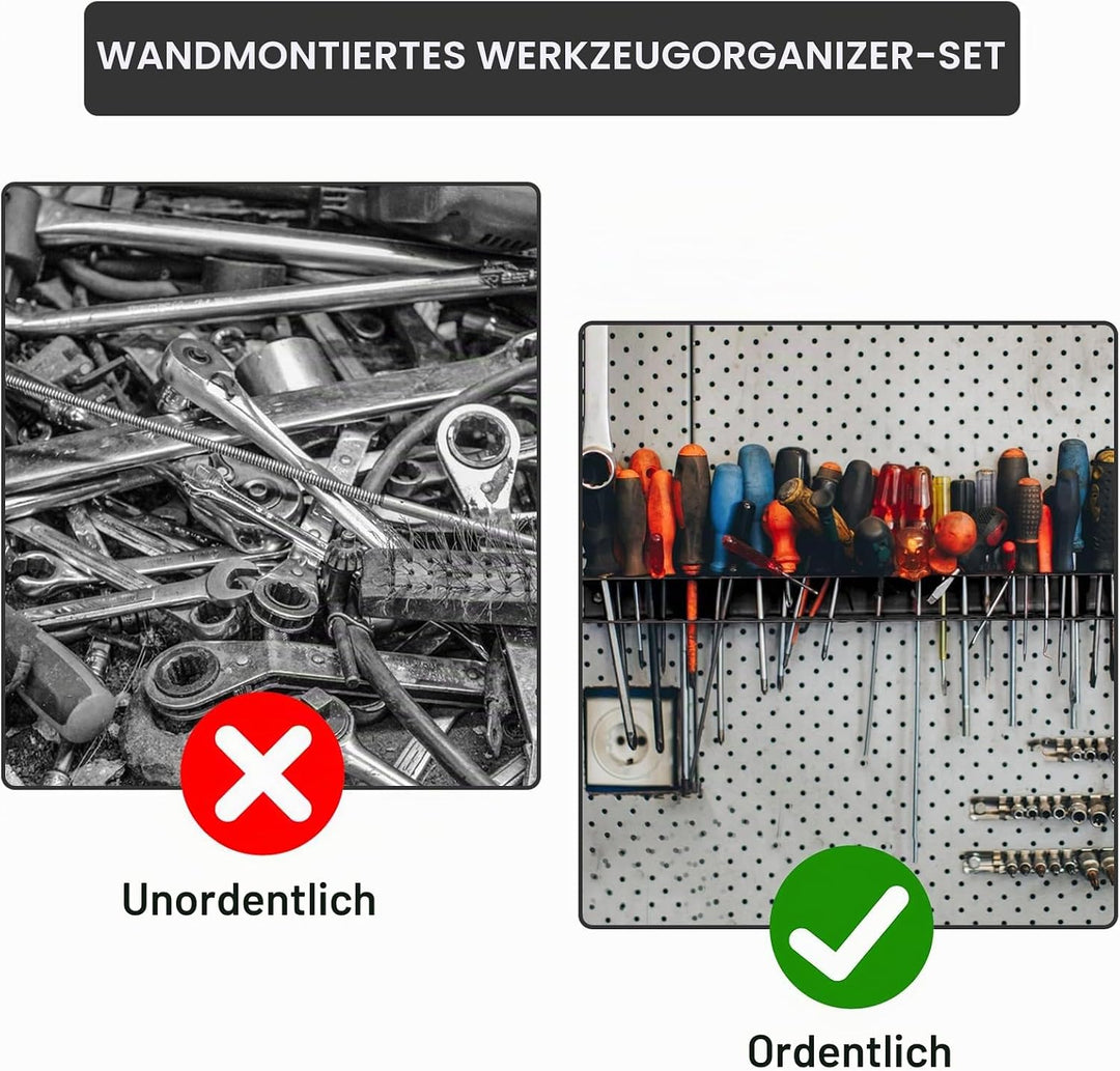 ROSYLEVE Wandmontierter Werkzeug-Organizer 40cm Wandmontierter Werkzeughalter Metall Werkzeuglagerre